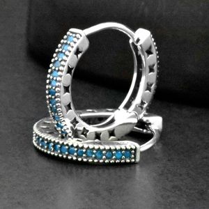 Sterling Silver Turquoise Star Small Hoop Earrings